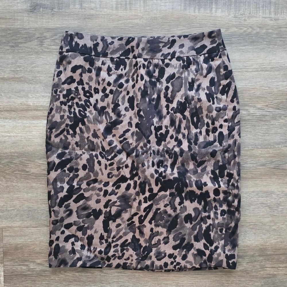 Ann Taylor Leopard Print Pencil Skirt Brown Black Animal Print Size 6 NWT